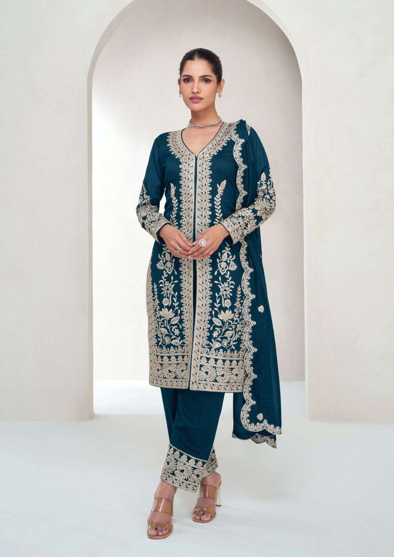 Aashirawad Creation Aarohi Silk Designer Party Wear Kurti Pant Dupatta Set
