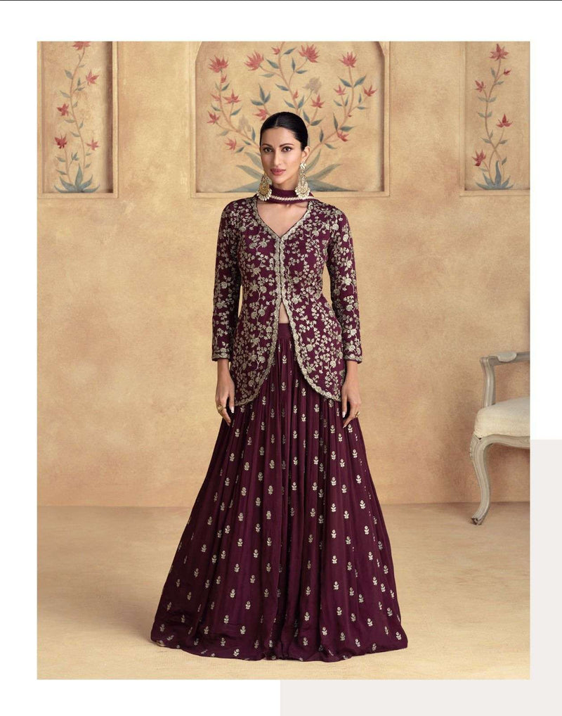 Aashirwad Creation Alfaaz Chinon Silk Designer Wedding Wear Top Bottom Dupatta Set