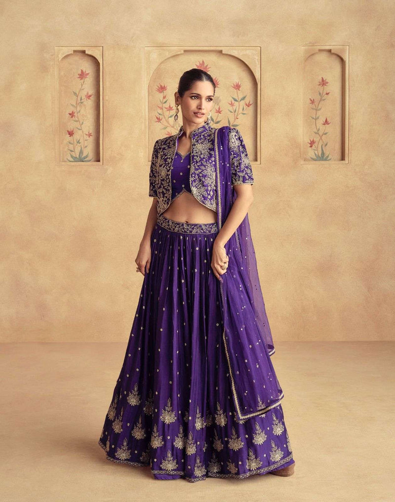 Aashirwad Creation Alfaaz Chinon Silk Designer Wedding Wear Top Bottom Dupatta Set