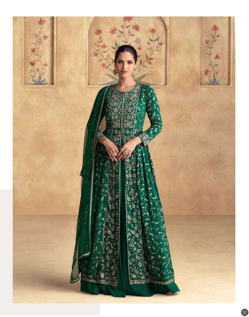 Aashirwad Creation Alfaaz Chinon Silk Designer Wedding Wear Top Bottom Dupatta Set