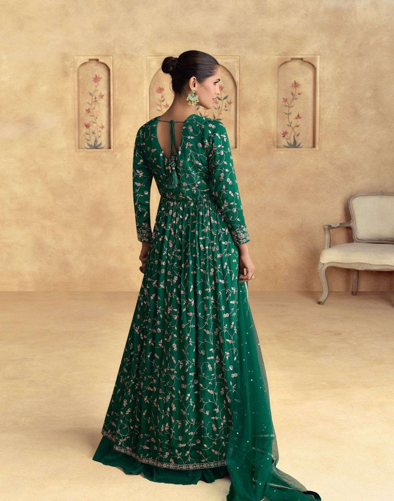 Aashirwad Creation Alfaaz Chinon Silk Designer Wedding Wear Top Bottom Dupatta Set