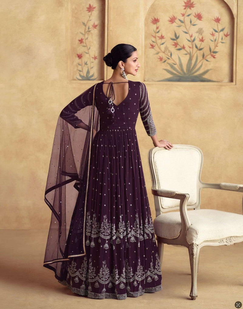 Aashirwad Creation Alfaaz Chinon Silk Designer Wedding Wear Top Bottom Dupatta Set