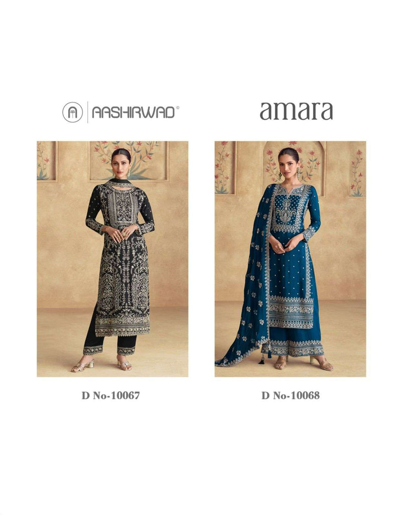 Aashirwad Creation Amara Chinon Silk Designer Wedding Wear Suit Collection