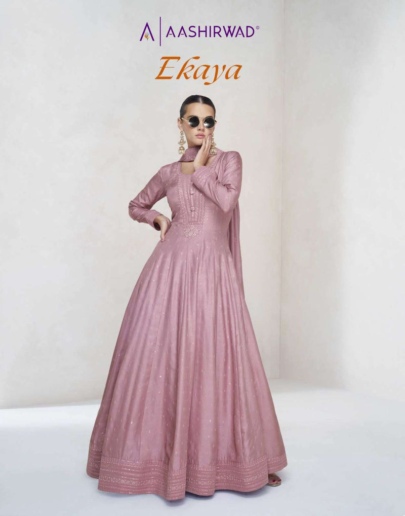 Aashirwad Creation Ekaya Silk Heavy Designer Party Wear Dress Dupatta Collection