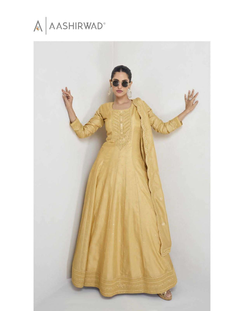 Aashirwad Creation Ekaya Silk Heavy Designer Party Wear Dress Dupatta Collection