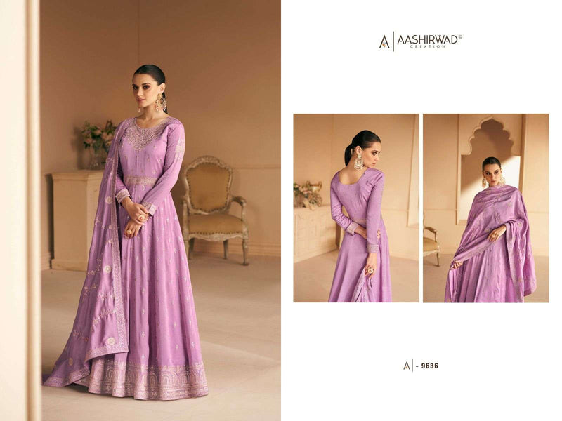 Aashirwad Creation Gulkand Safar Designer Work Readymade Long Gown With Dupatta
