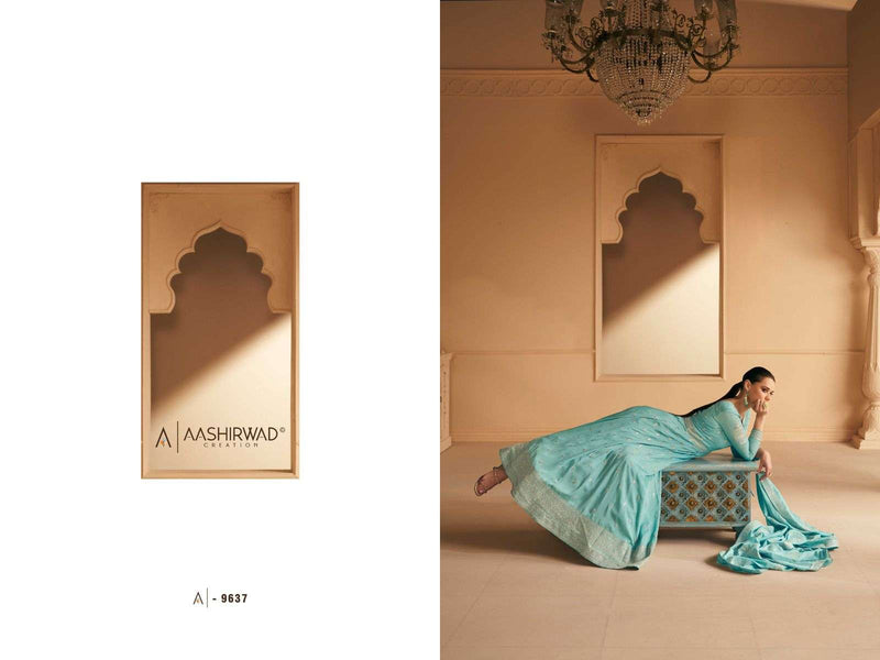 Aashirwad Creation Gulkand Safar Designer Work Readymade Long Gown With Dupatta