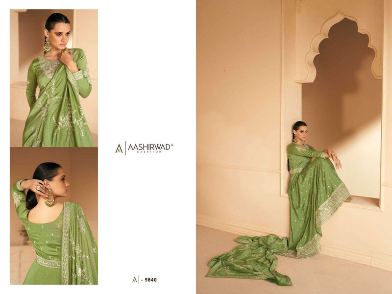 Aashirwad Creation Gulkand Safar Designer Work Readymade Long Gown With Dupatta