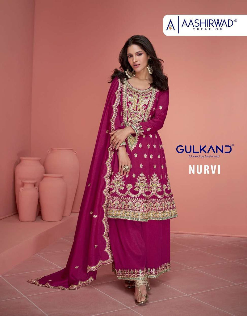 Aashirwad Creation Nurvi Silk Designer Party Wear Suit