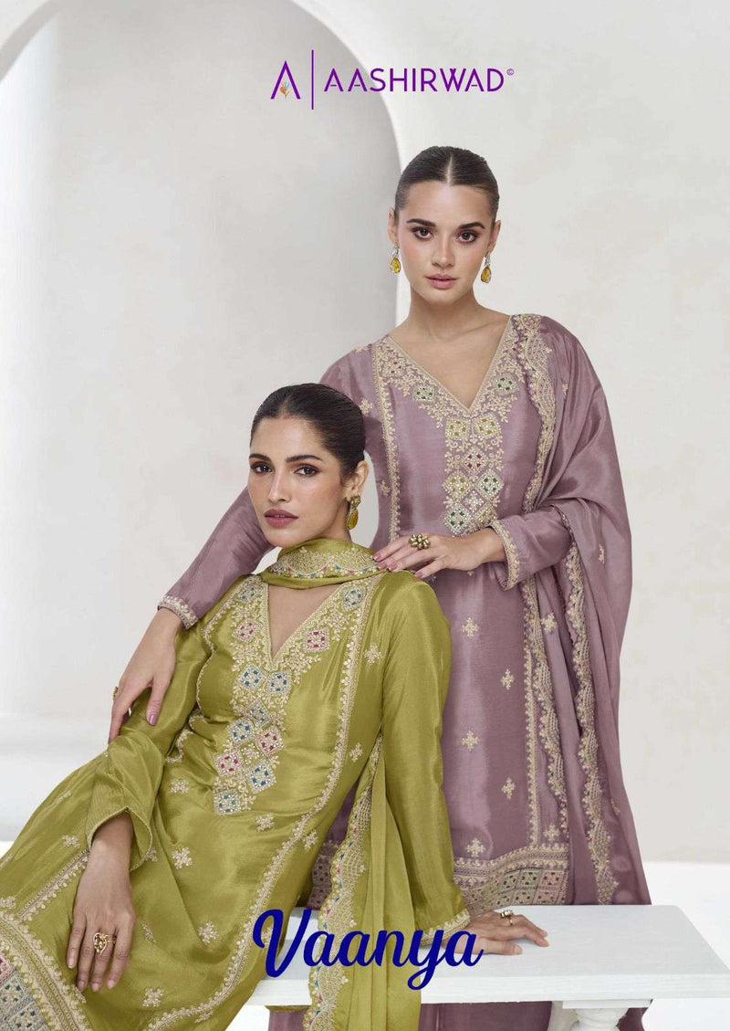 Aashirwad Creation Vaanya Chinon Silk Designer Party Wear Suit