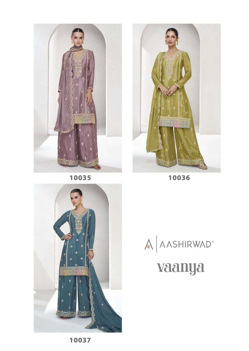 Aashirwad Creation Vaanya Chinon Silk Designer Party Wear Suit