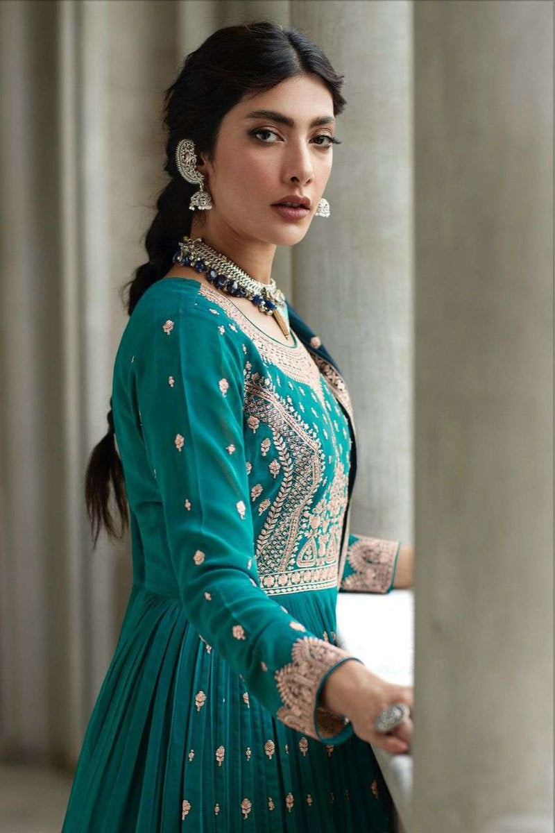 Aashirwad Creation Radhika Georgette With Heavy Work Kurti With Skirt Collection