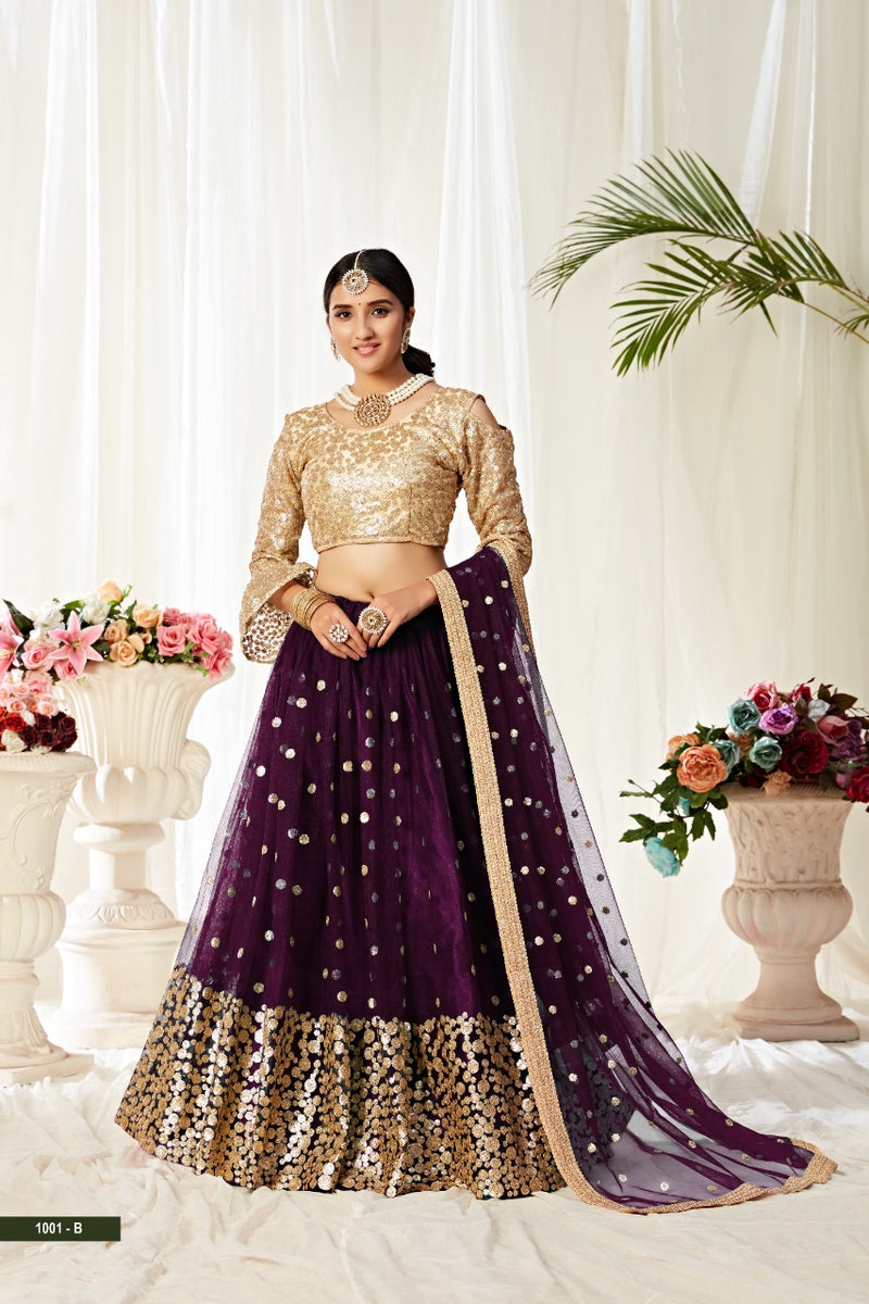 Aawiya Official 1001 Colors Net Fancy Look Lehnga Choli Collection
