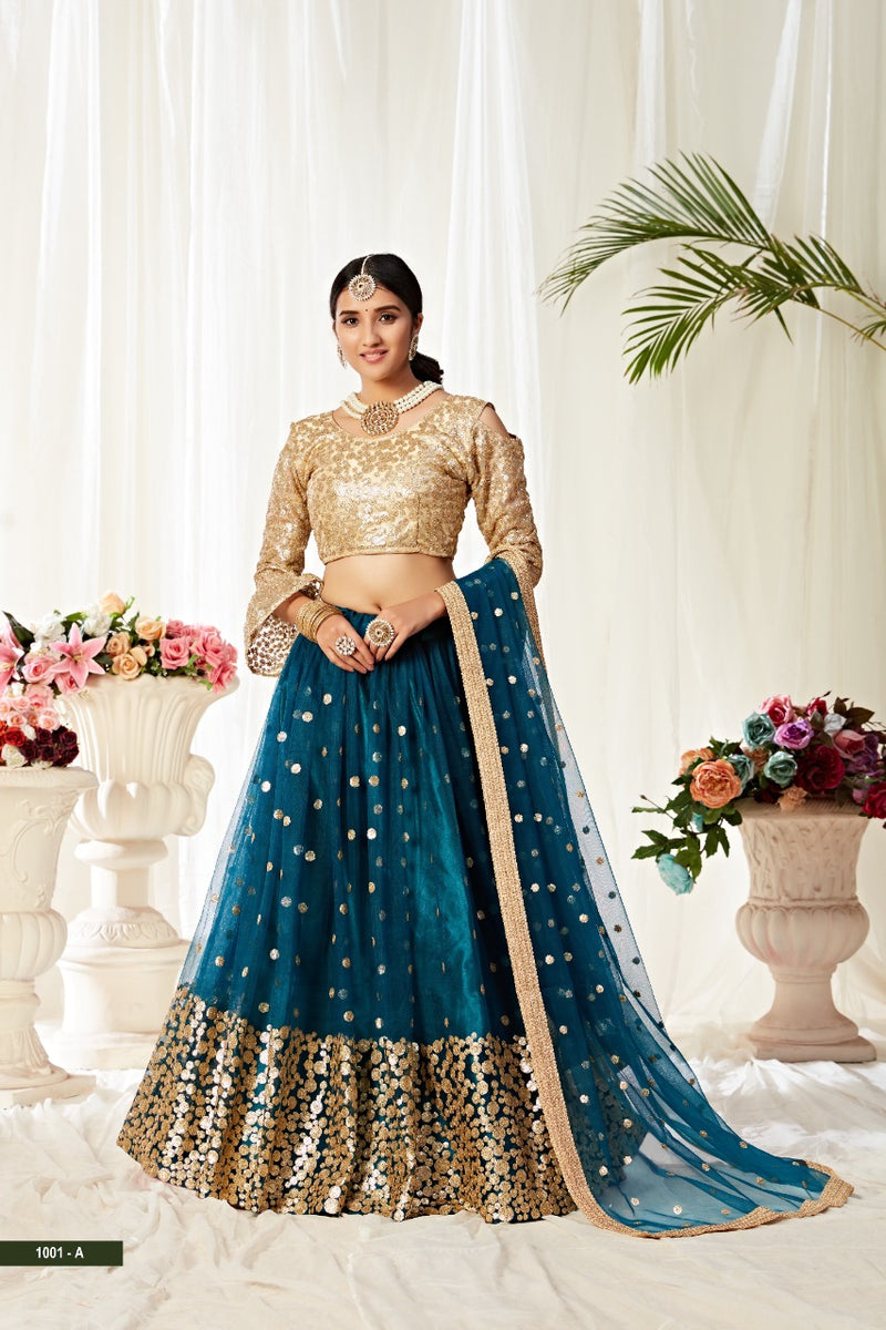 Aawiya Official 1001 Colors Net Fancy Look Lehnga Choli Collection