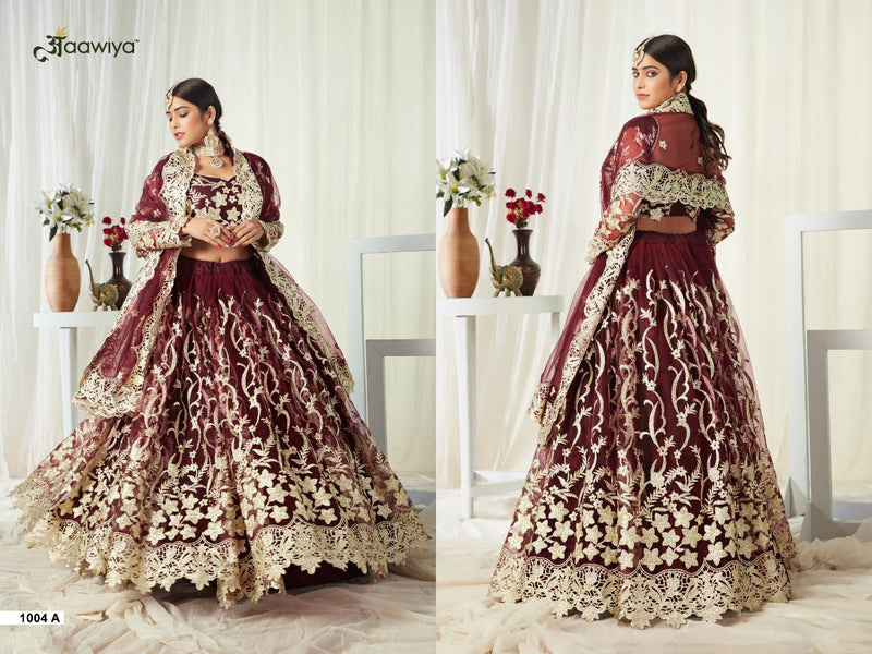 Aawiya Official Agnilekha 1004 3 Colours Butterfly Net With Embroidery Lahngas