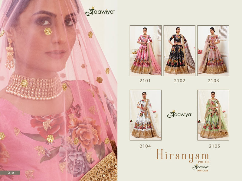 Aawiya Official Hiranyam Vol 1 Banhlori Silk Satin Bridal Lehnga Choli Collection