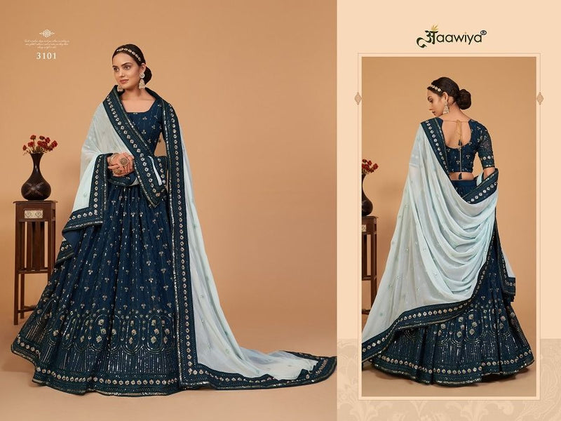 Aawiya Official Sanaya Vol 1 Georgette Sequins Work Wedding Wear Lehngas
