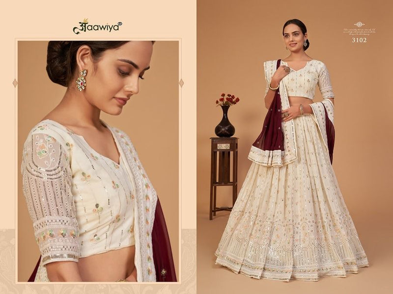 Aawiya Official Sanaya Vol 1 Georgette Sequins Work Wedding Wear Lehngas