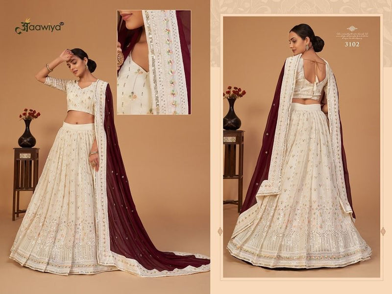 Aawiya Official Sanaya Vol 1 Georgette Sequins Work Wedding Wear Lehngas