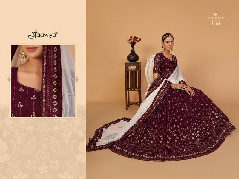 Aawiya Official Sanaya Vol 1 Georgette Sequins Work Wedding Wear Lehngas