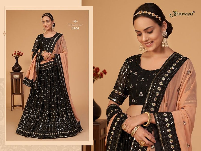 Aawiya Official Sanaya Vol 1 Georgette Sequins Work Wedding Wear Lehngas