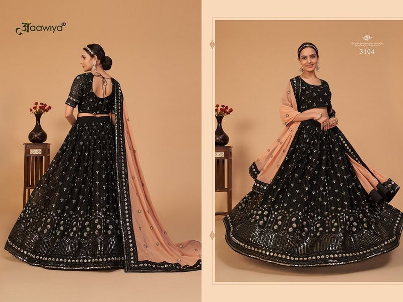 Aawiya Official Sanaya Vol 1 Georgette Sequins Work Wedding Wear Lehngas