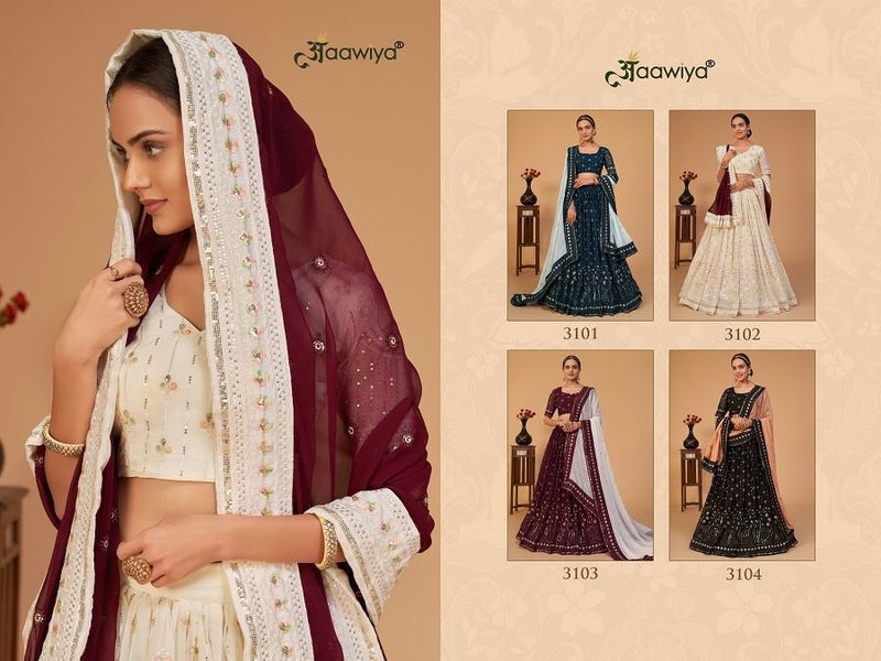 Aawiya Official Sanaya Vol 1 Georgette Sequins Work Wedding Wear Lehngas
