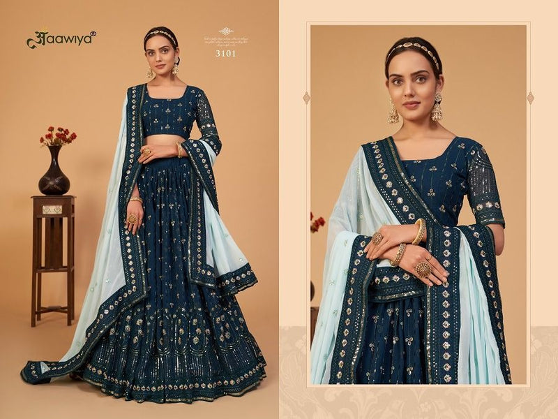 Aawiya Official Sanaya Vol 1 Georgette Sequins Work Wedding Wear Lehngas