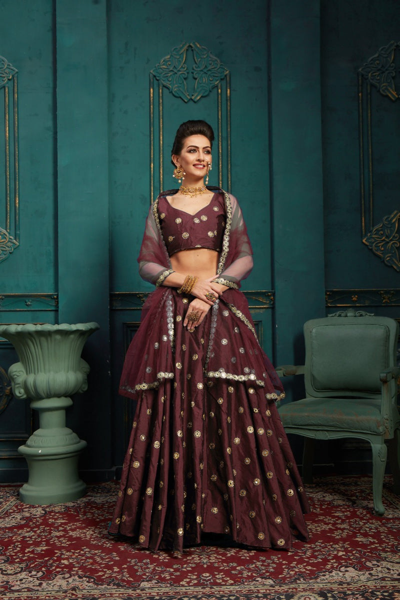 Aawiya Official Queen 701 Tafeta Silk  Zari Embroidery Work Lehnga Choli