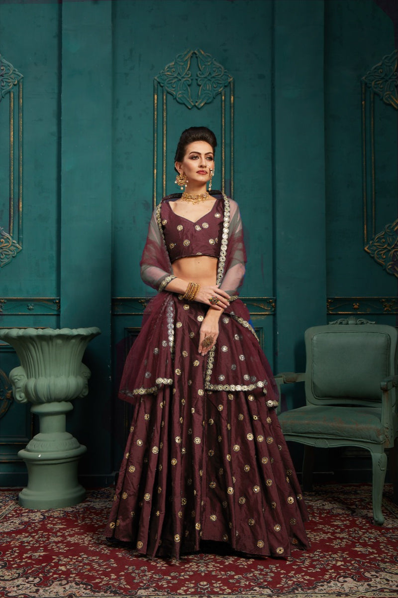 Aawiya Official Queen 701 Tafeta Silk  Zari Embroidery Work Lehnga Choli
