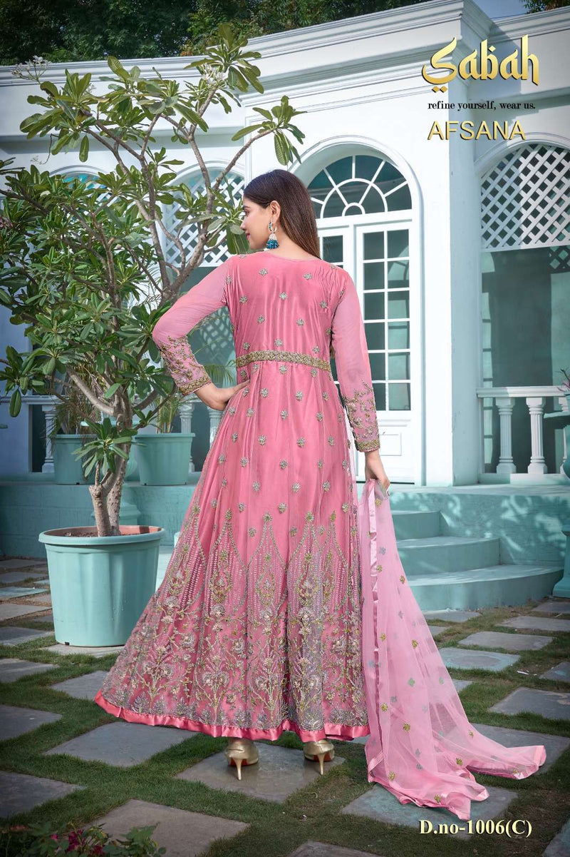 Afsana Vol 2 1006 By Sabah Butterfly Net Heavy Designer Work Semistitch Long Salwar Kameez