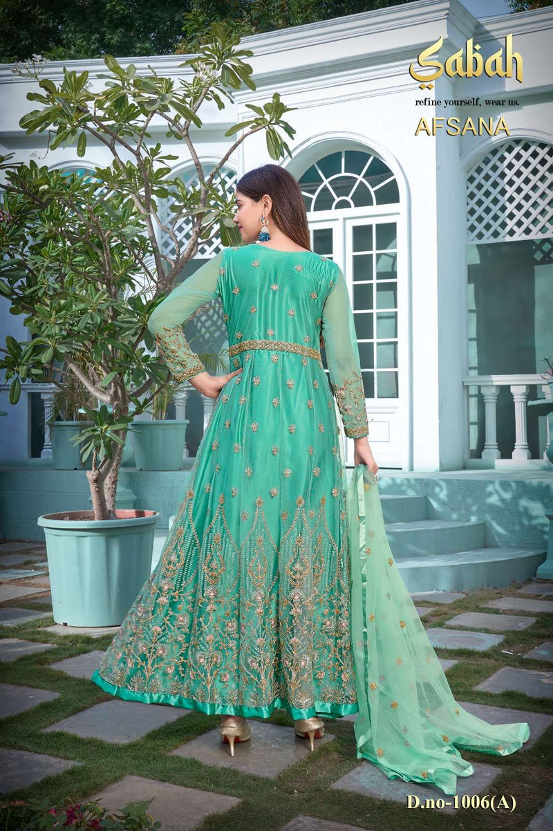 Afsana Vol 2 1006 By Sabah Butterfly Net Heavy Designer Work Semistitch Long Salwar Kameez