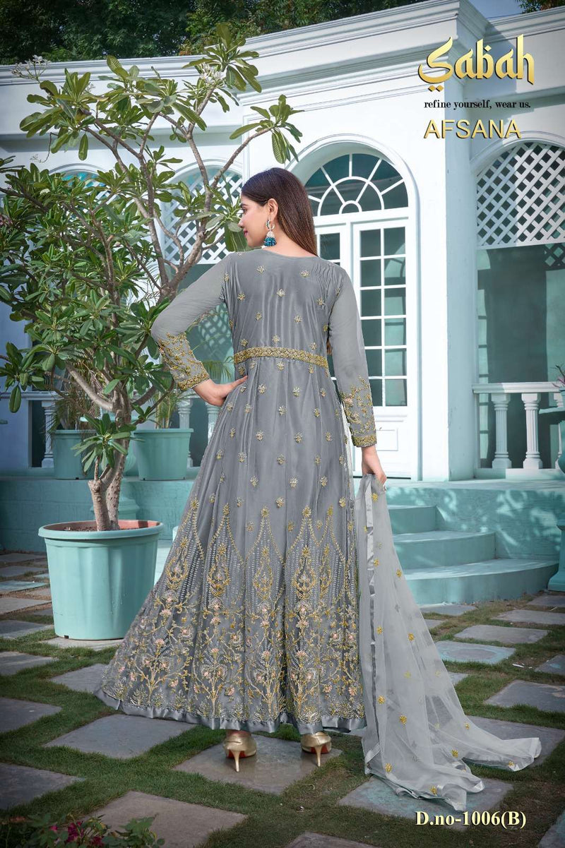 Afsana Vol 2 1006 By Sabah Butterfly Net Heavy Designer Work Semistitch Long Salwar Kameez