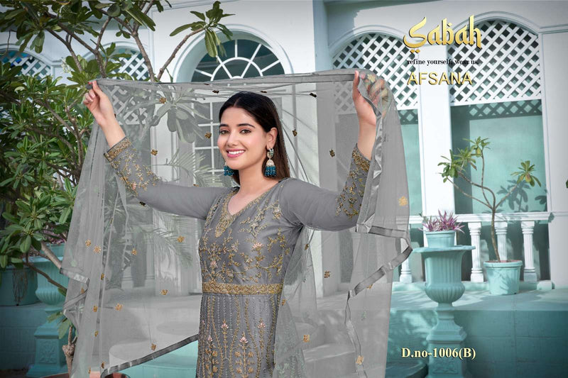 Afsana Vol 2 1006 By Sabah Butterfly Net Heavy Designer Work Semistitch Long Salwar Kameez