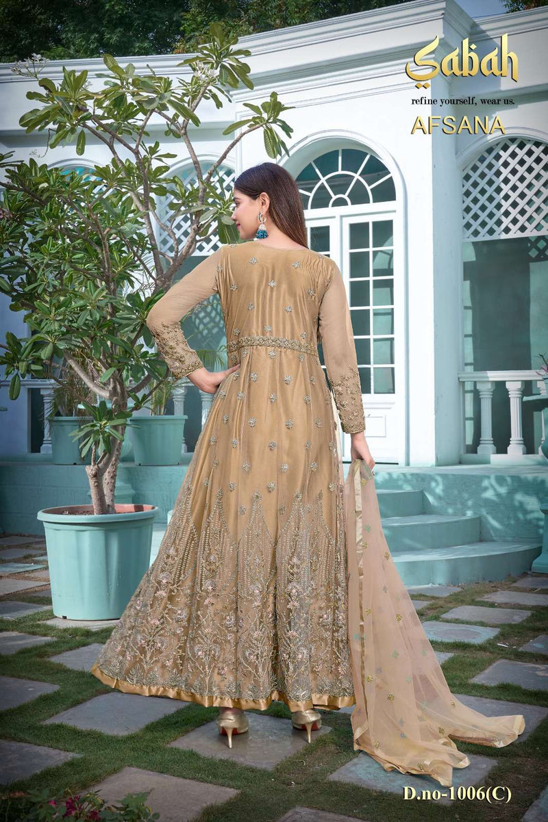 Afsana Vol 2 1006 By Sabah Butterfly Net Heavy Designer Work Semistitch Long Salwar Kameez