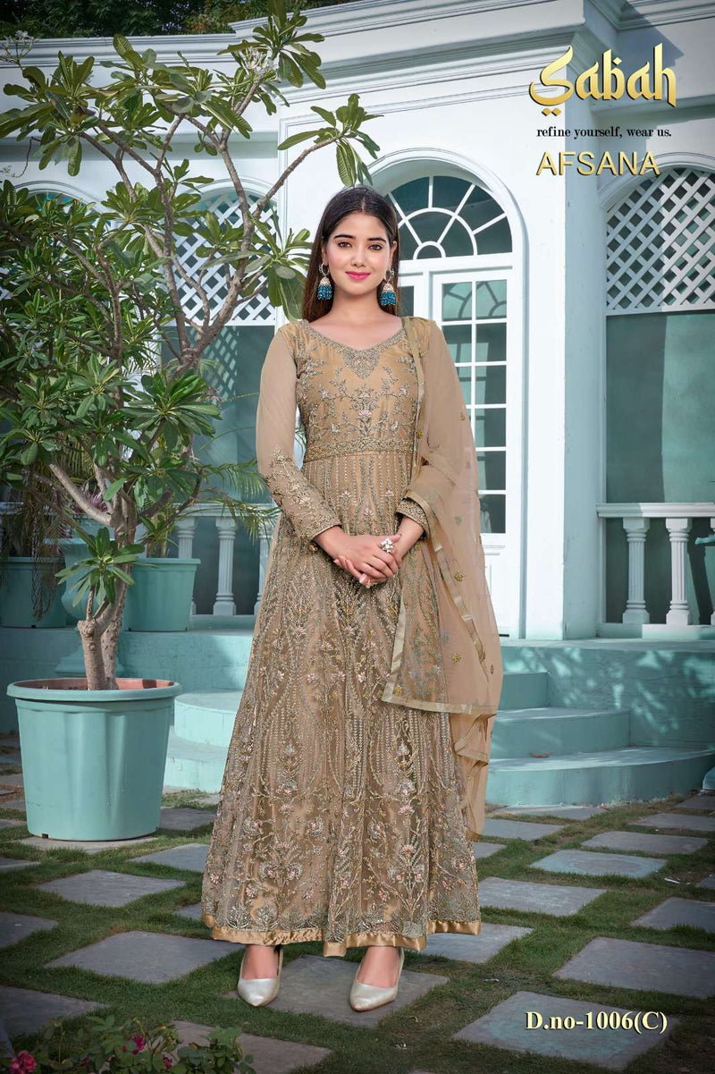 Afsana Vol 2 1006 By Sabah Butterfly Net Heavy Designer Work Semistitch Long Salwar Kameez