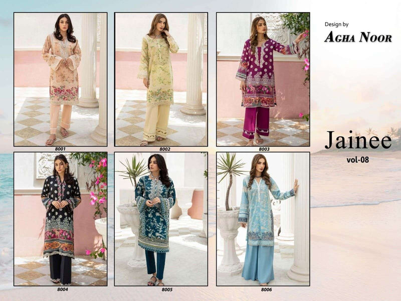 Agha Noor Jainee Vol 8 Lawn Cotton Designer Party Wear Suit