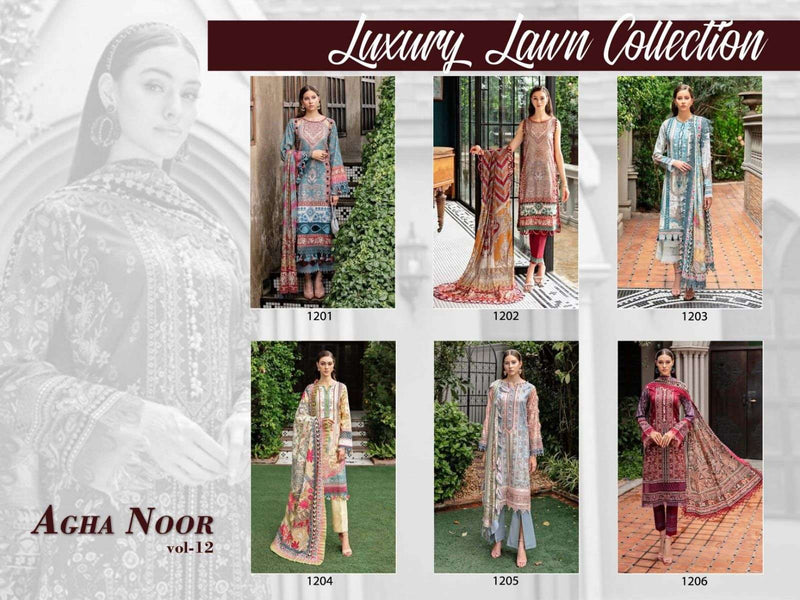 Agha Noor Luxury Lawn Collection Vol 12 Lawn Cotton Daily Wear Salwar Suit