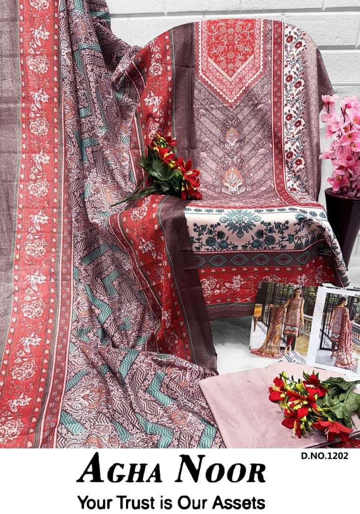 Agha Noor Luxury Lawn Collection Vol 12 Lawn Cotton Daily Wear Salwar Suit