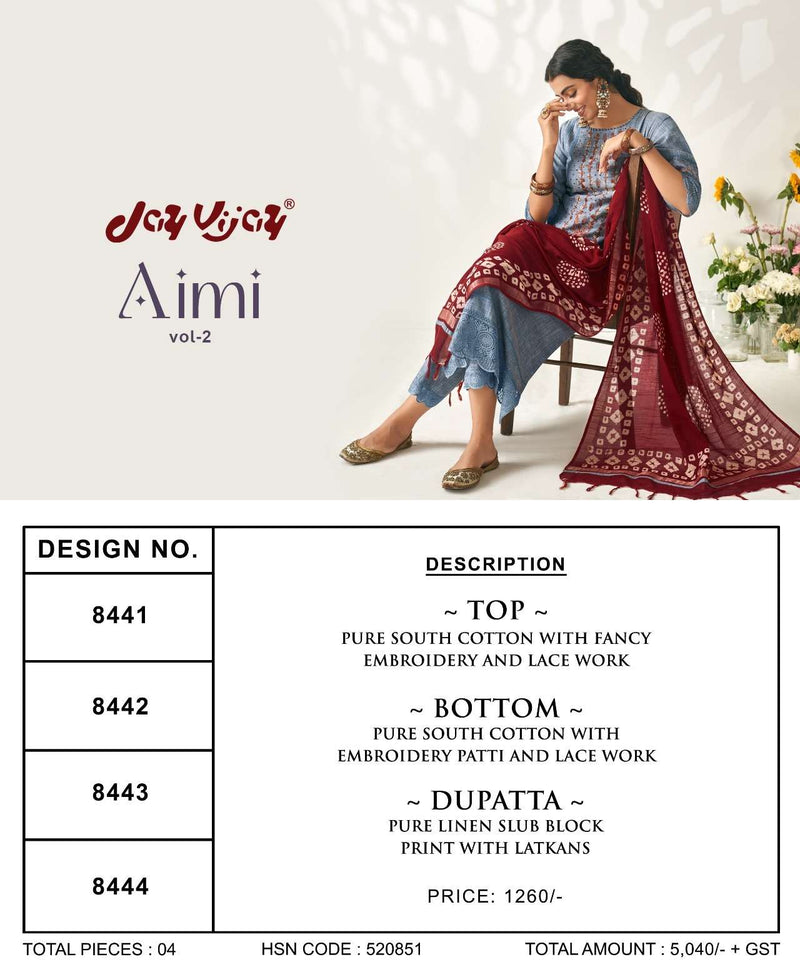 Aimi Vol 2 By Jay Vijay Designer Fancy Work Salwar Kameez Material