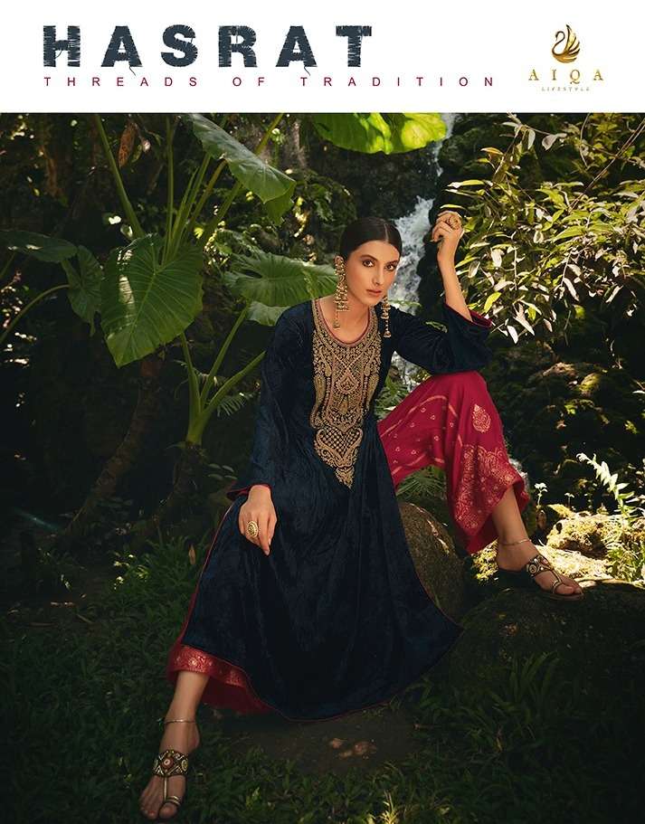 Aiqa Lifestyle Hasrat Pure Velvet Fancy Work Pakistani Salwar Kameez