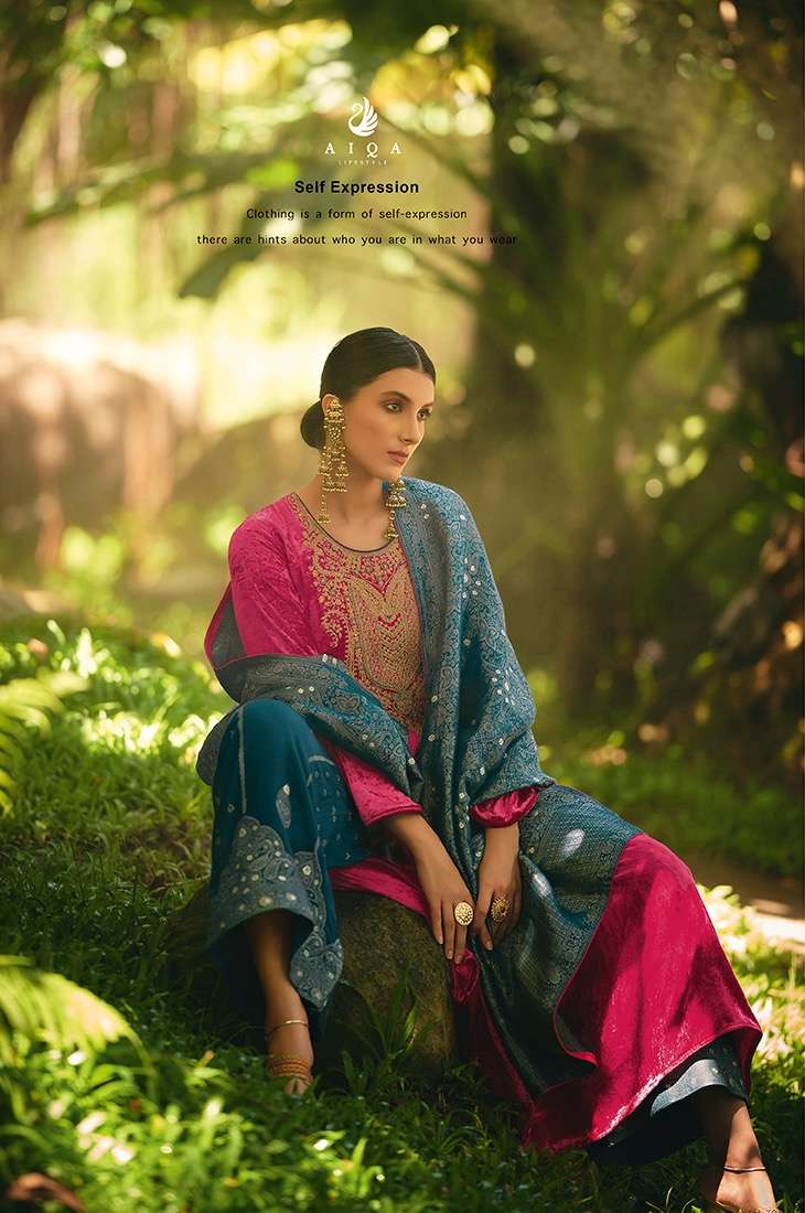Aiqa Lifestyle Hasrat Pure Velvet Fancy Work Pakistani Salwar Kameez