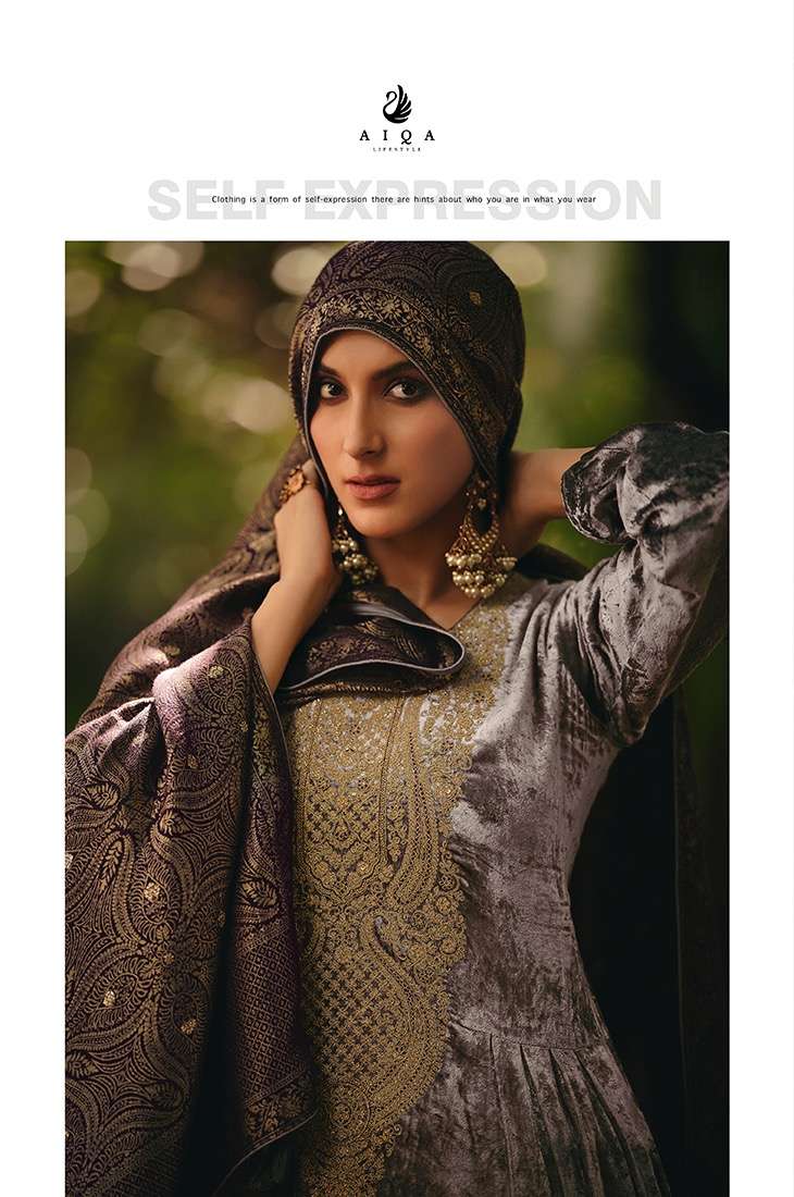 Aiqa Lifestyle Hasrat Pure Velvet Fancy Work Pakistani Salwar Kameez