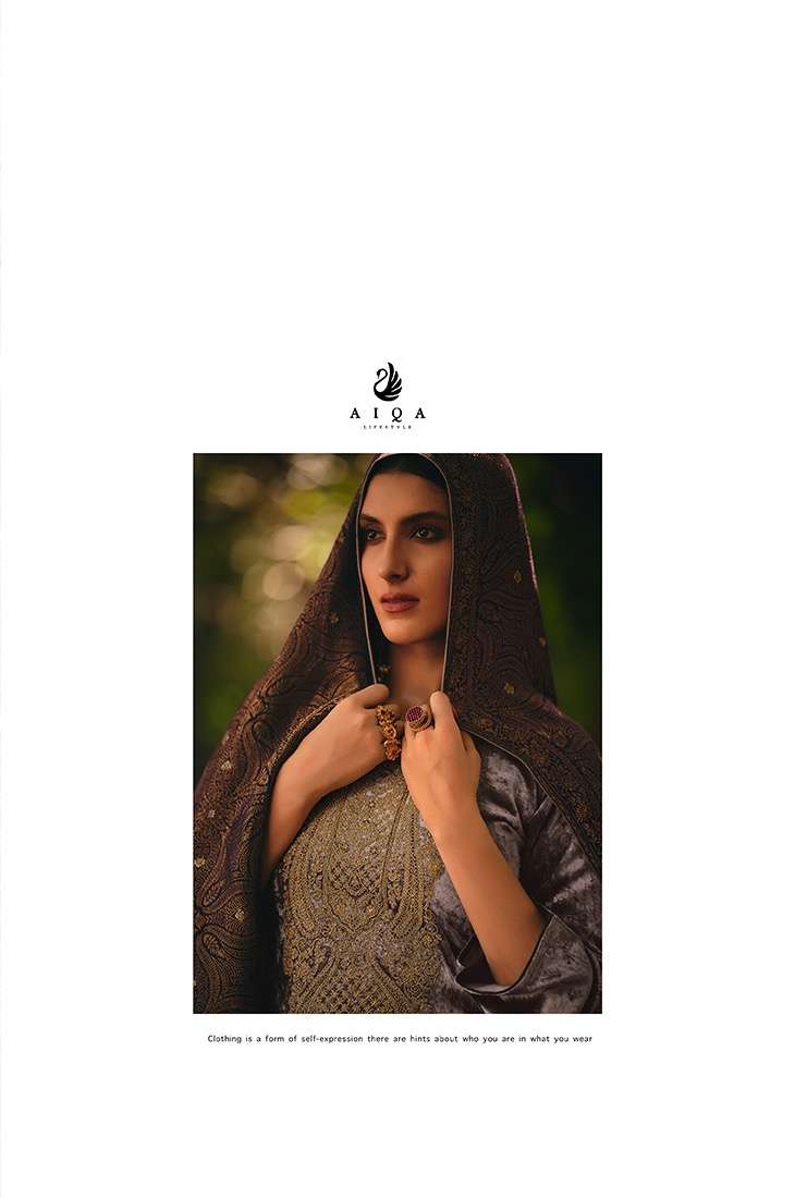 Aiqa Lifestyle Hasrat Pure Velvet Fancy Work Pakistani Salwar Kameez