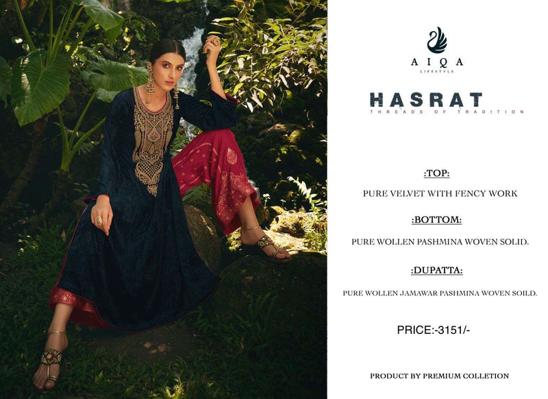 Aiqa Lifestyle Hasrat Pure Velvet Fancy Work Pakistani Salwar Kameez
