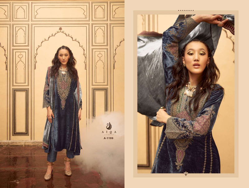 Aiqa Sitaray Velvet Fancy Work Designer Wedding Wear Suit Collection