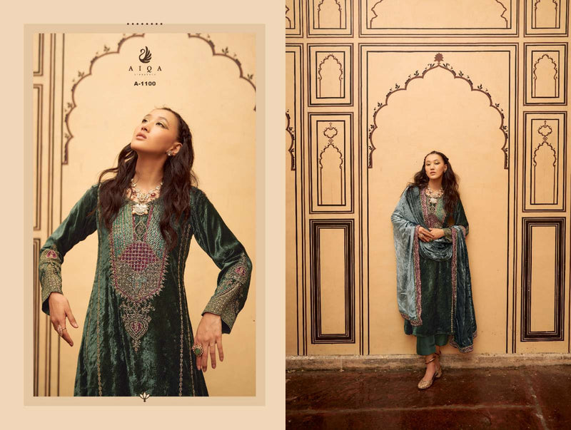 Aiqa Sitaray Velvet Fancy Work Designer Wedding Wear Suit Collection