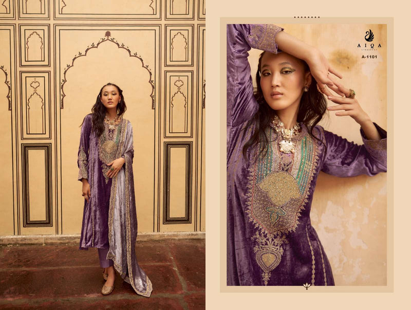 Aiqa Sitaray Velvet Fancy Work Designer Wedding Wear Suit Collection