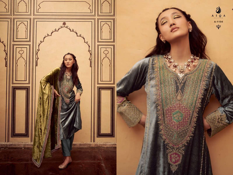 Aiqa Sitaray Velvet Fancy Work Designer Wedding Wear Suit Collection