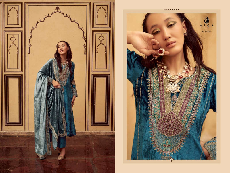 Aiqa Sitaray Velvet Fancy Work Designer Wedding Wear Suit Collection